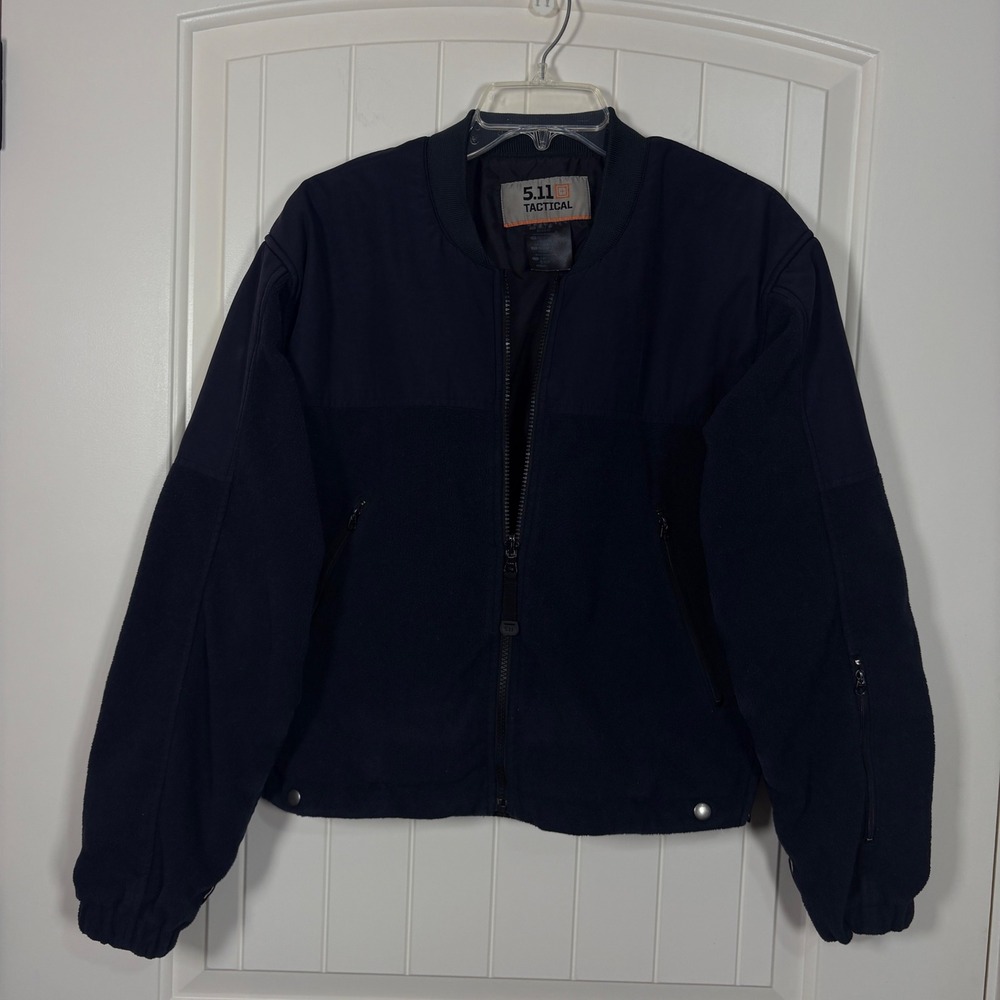 5.11 Tactical Fleece Bomber Jacket Navy Blue Full Zip Duty Coat Small Reg
